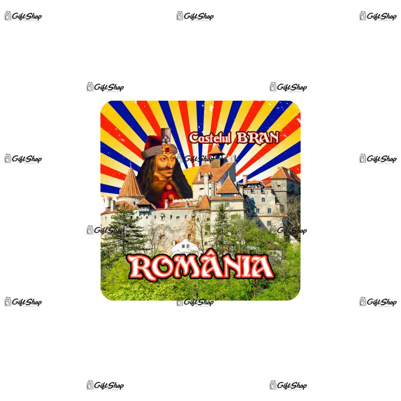 Castelul bran, vlad tepes, set 6 suporti coster din lemn, model b